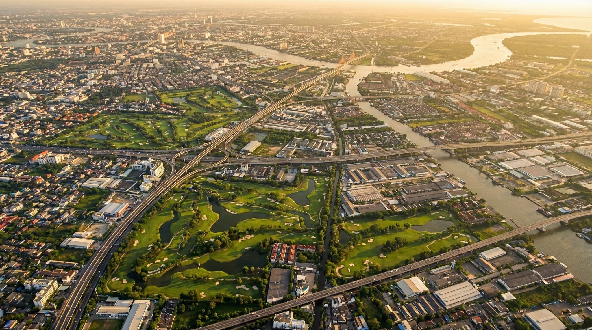 Aerial view of Bangkok golf region