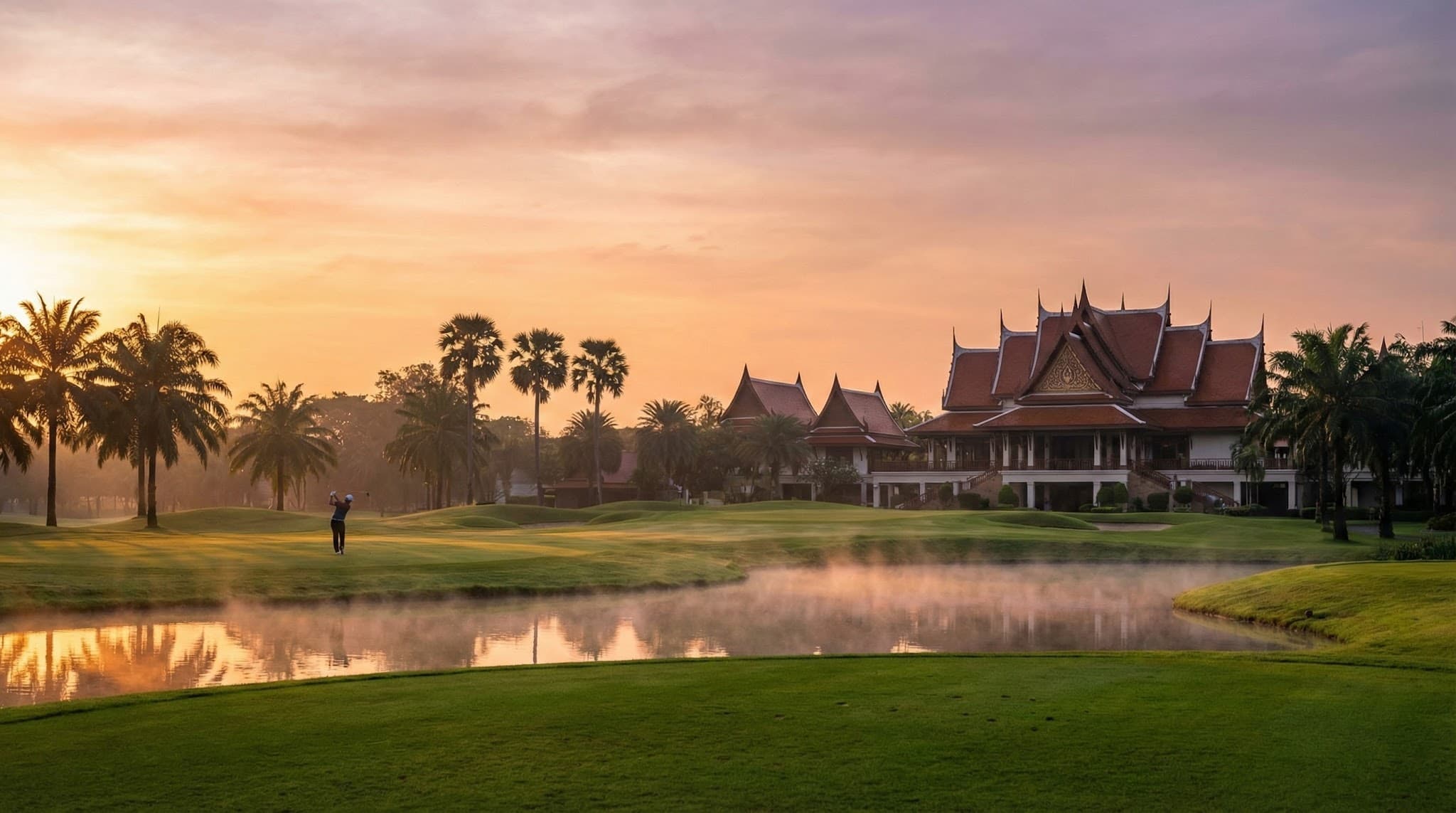 Bangkok golf course at sunrise