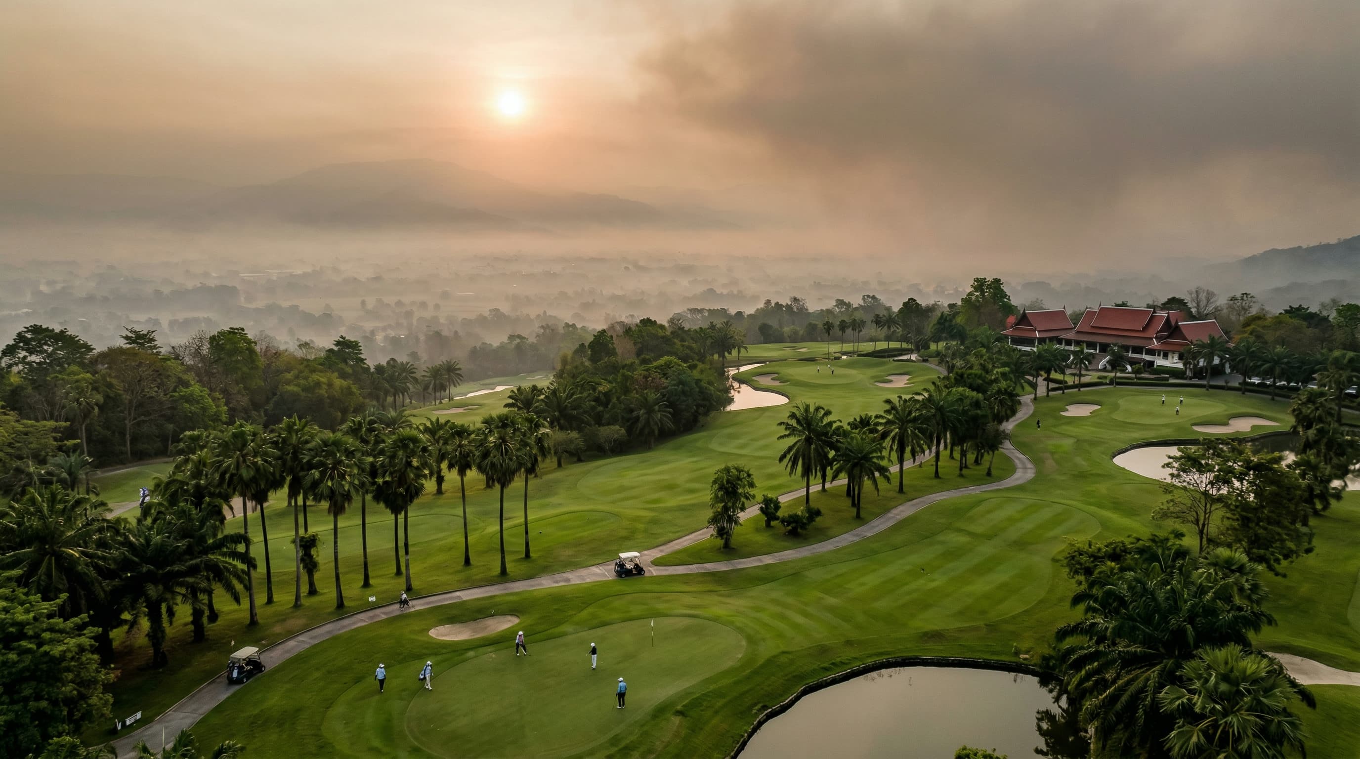 Hazy morning on a Thai golf course