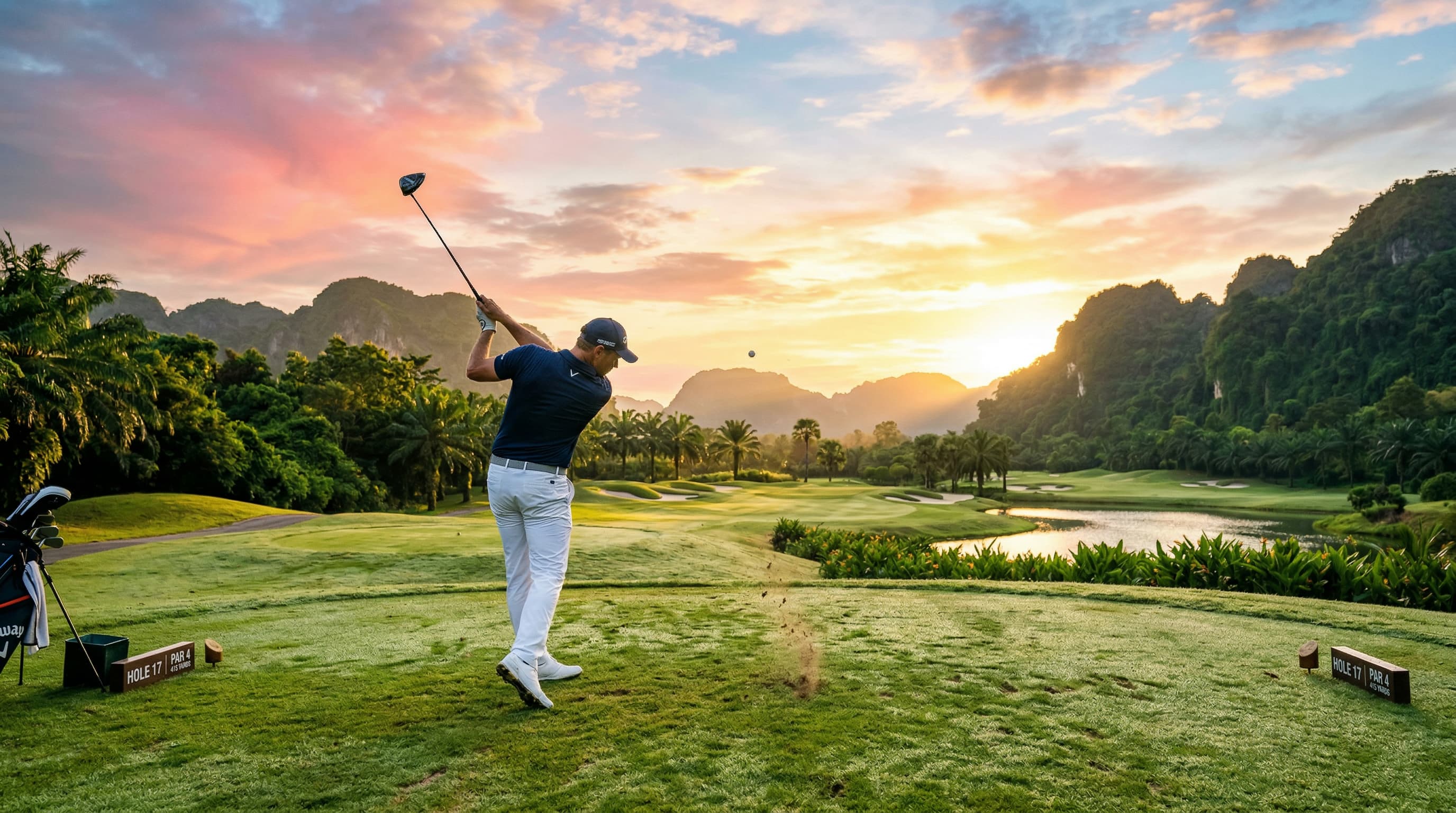 Bright sunshine on a Thai golf course